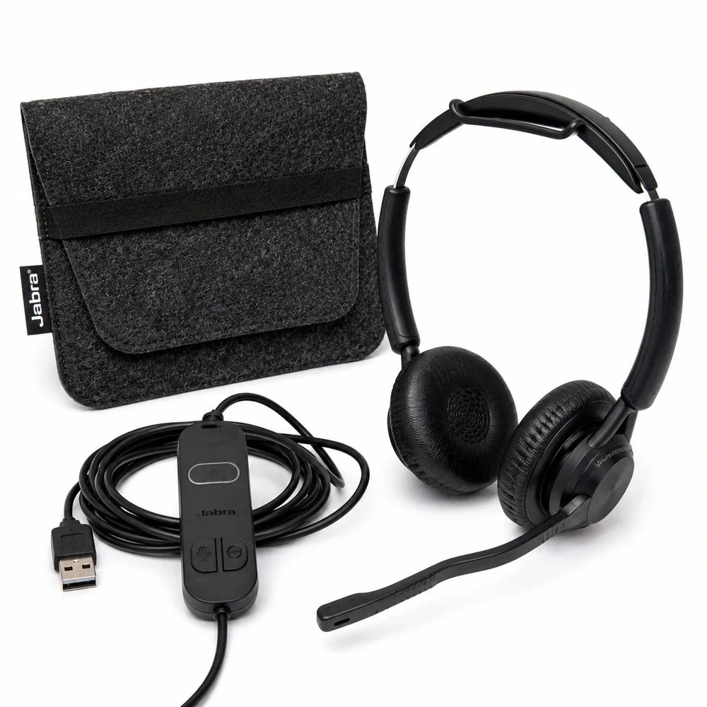Jabra Evolve 40 Wired Stereo Headset USB-A 3.5mm Jack Noise Canceling Mic Case